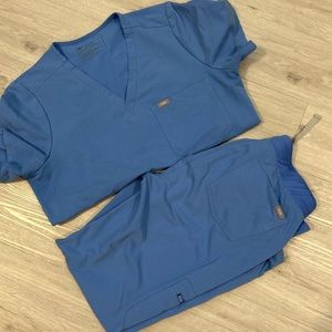 Figs Set: Large Ceil Blue 1 Pocket Catarina and Medium Tall Zamora Joggers